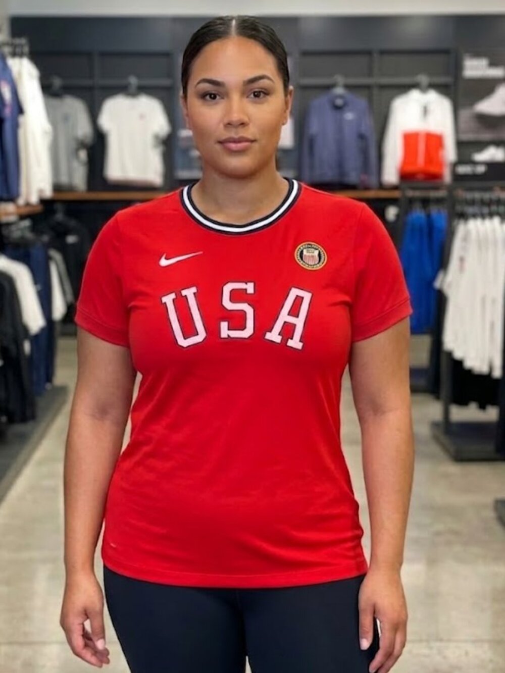 Nike USA Olympic Heritage Sports Soccer Red Ringer T-shirt Women's XXL NEW